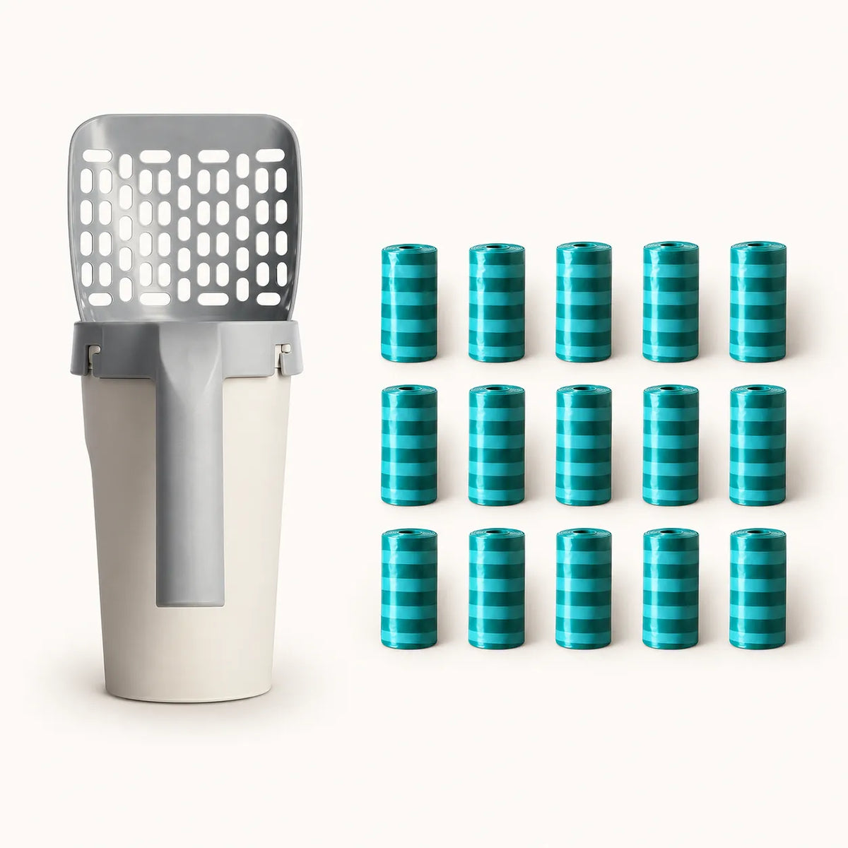 Litter Scoop with Storage with 15 refill bag rolls