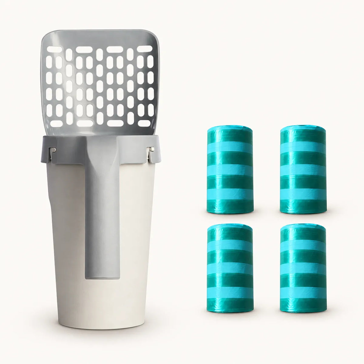 Litter Scoop with Storage with 4 refill bag rolls