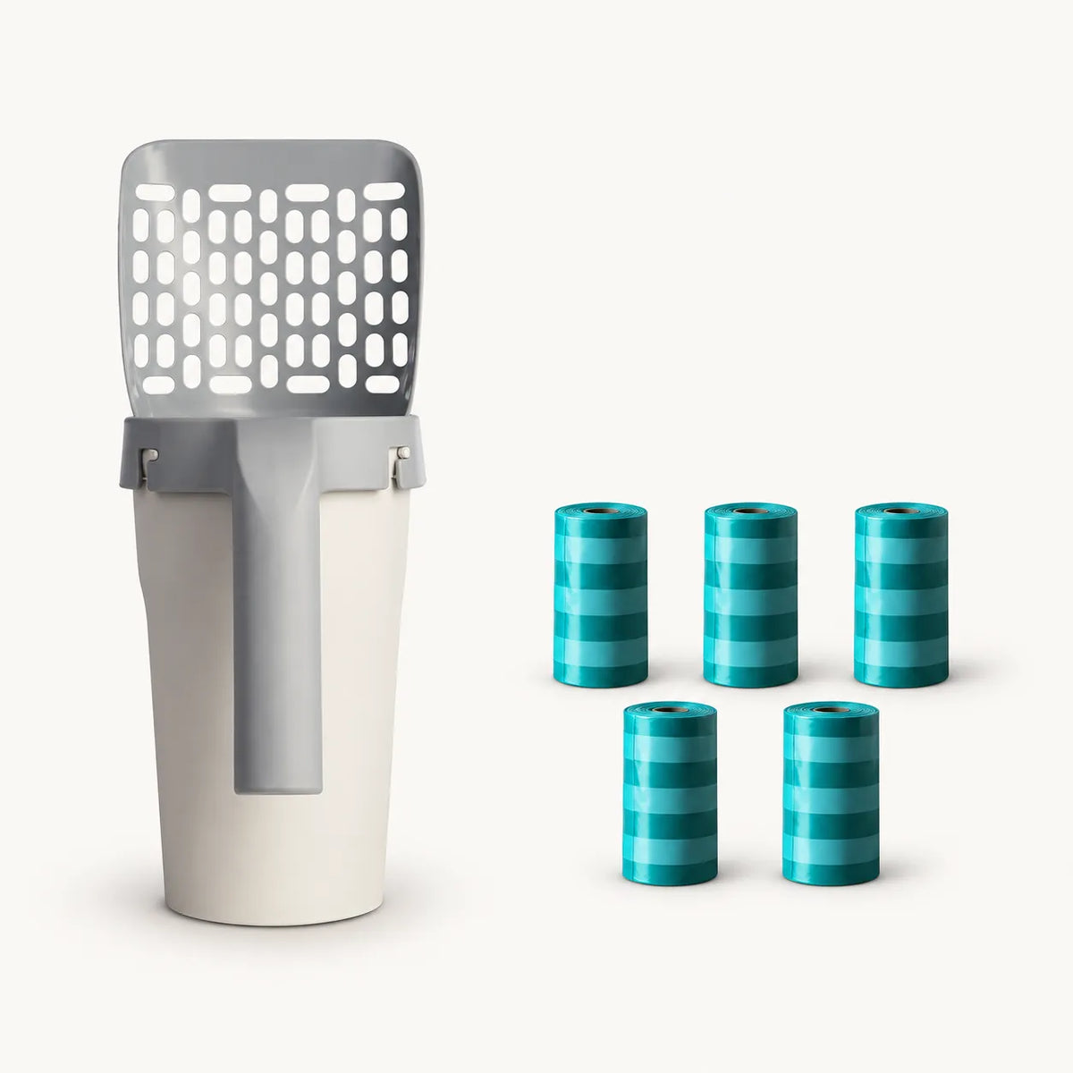 Litter Scoop with Storage with 5 refill bag rolls