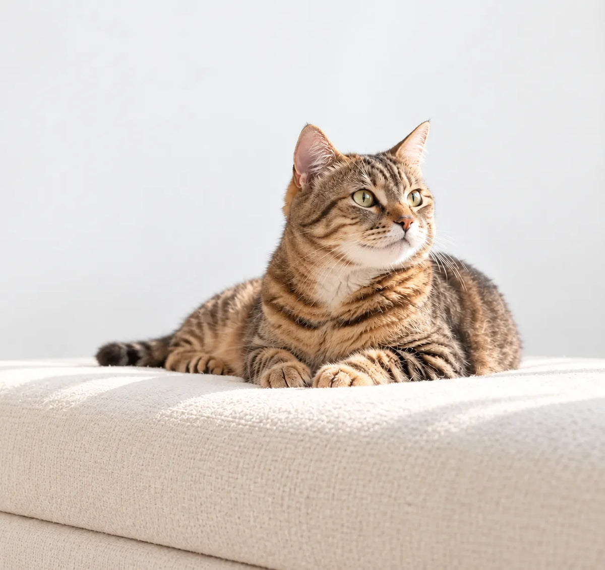 A cat sitting by a window in a calm home